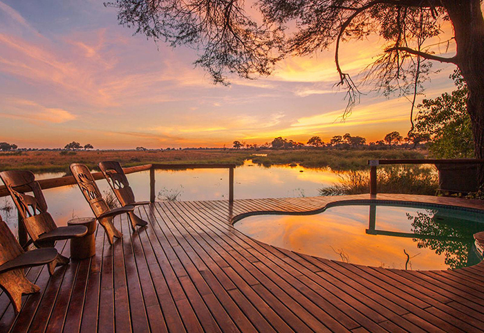 Kwando Lagoon Camp offers guests six immaculate thatched chalets elevated on wooden decks to optimize the stunning views of the floodplains below.
